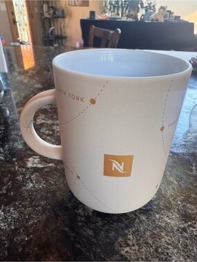Nespresso World Explorations White and Gold Travel Dot Ceramic Mug
